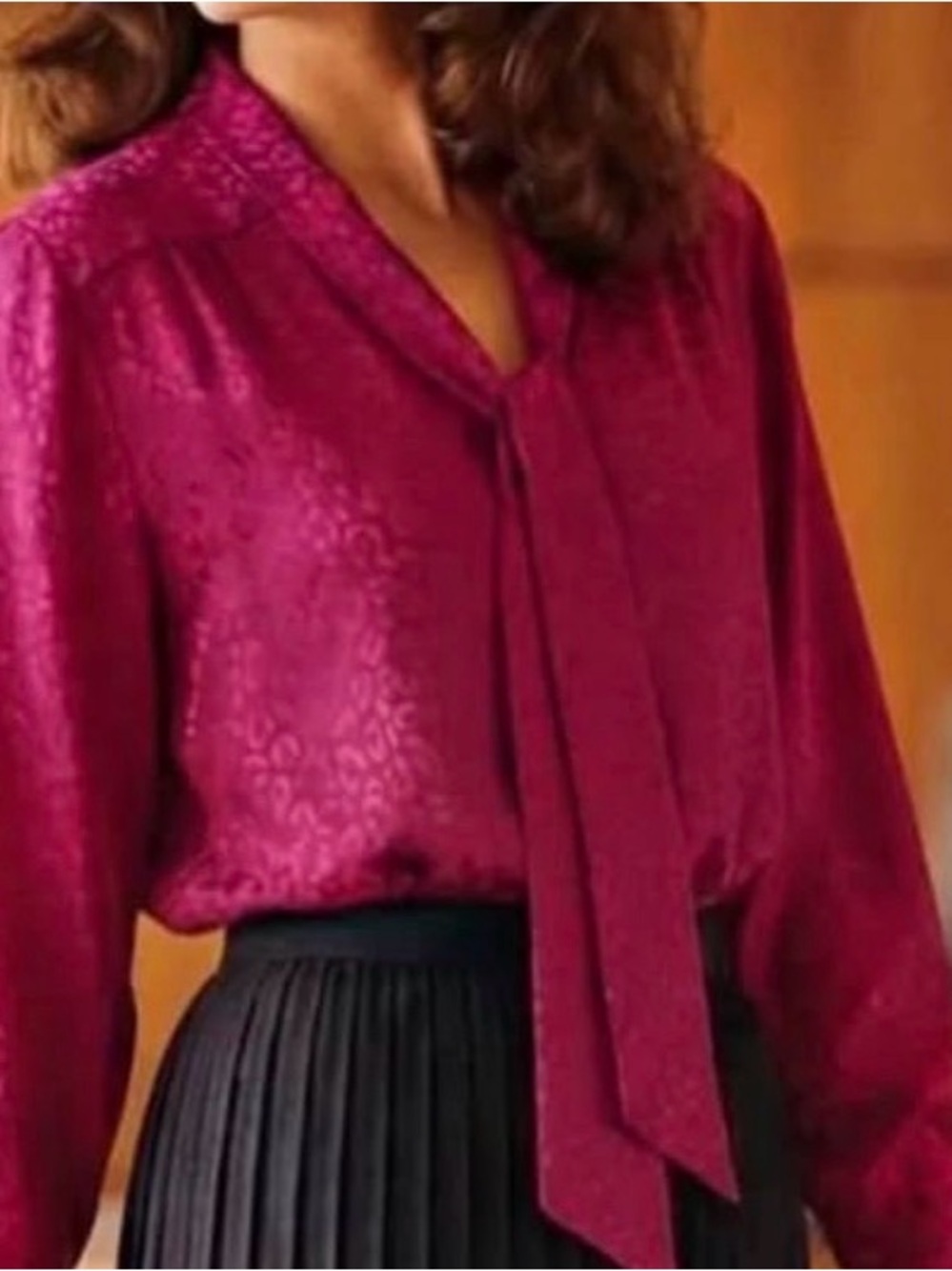 LOFT shimmer leopard print blouse with bow tie